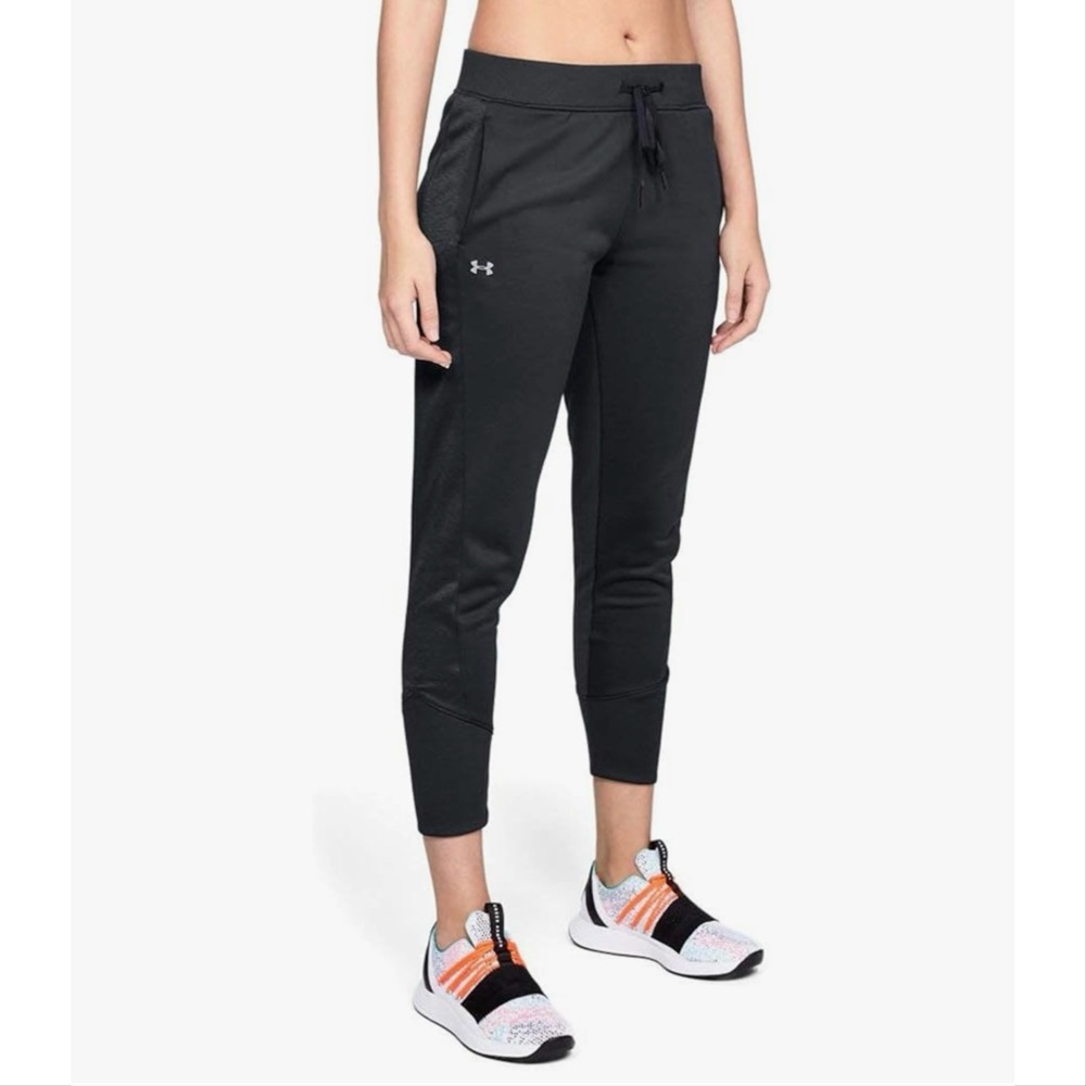 Under Armour Women's Fleece Sweat Wicking Black Pants Joggers MEDIUM